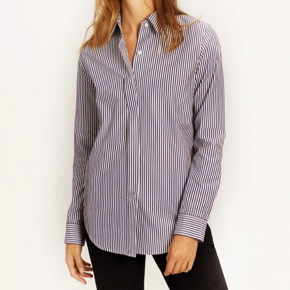 Theory Monochrome Striped Button-Down Shirt